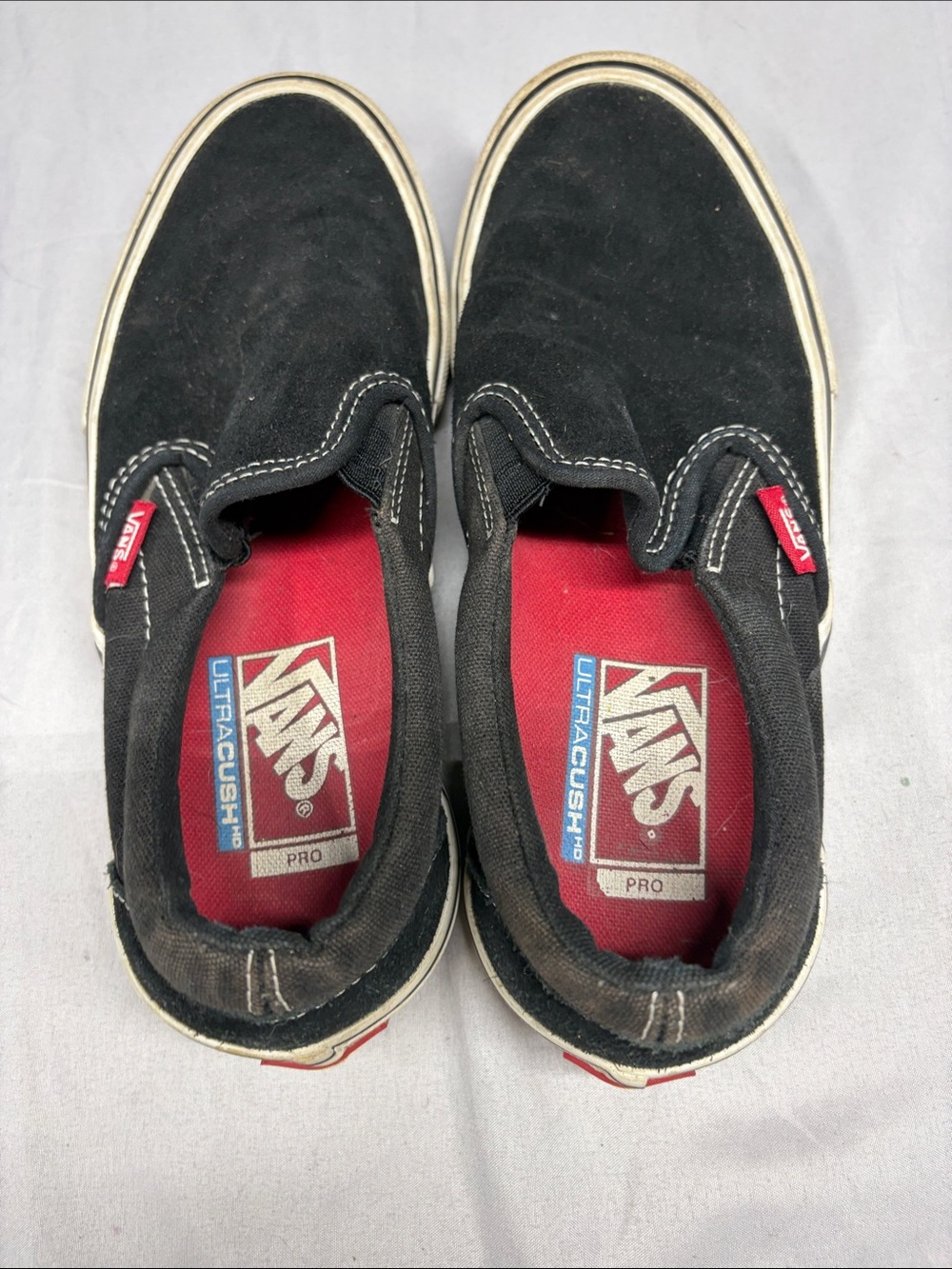 Vans Black Slip-On Loafers with Red Insole